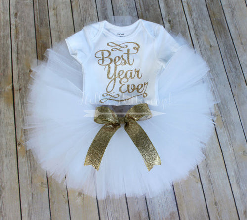White & Gold Best Year Ever Tutu Outfit