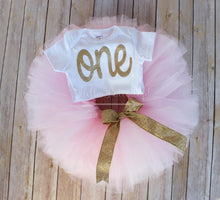 Gold glitter ONE tutu birthday outfit