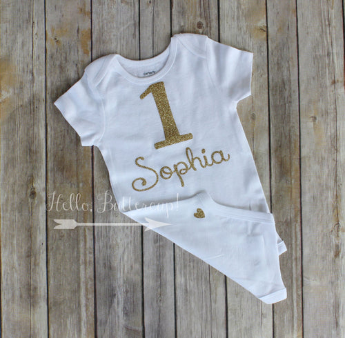 Personalized birthday number with name bodysuit