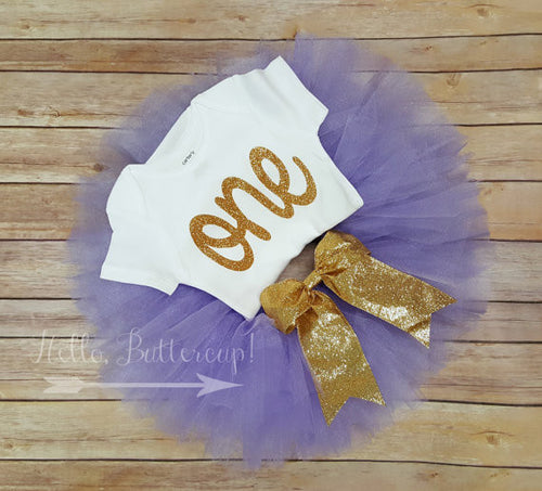 Lavender & Gold First Birthday Tutu Outfit