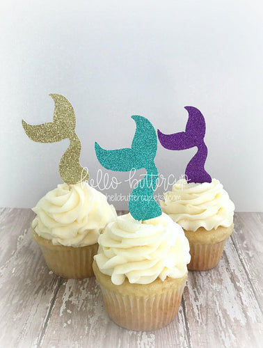 Mermaid Glitter Cupcake Toppers