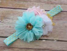 Pink Tutu First Birthday Outfit with Aqua, Pink, Gold Headband