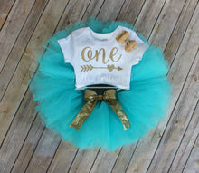 Aqua & Gold First Birthday Tutu Outfit