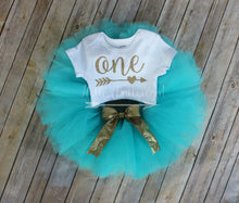 Gold & Aqua First Birthday Tutu Outfit