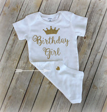 Gold first birthday bodysuit with Pink and gold headband