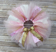 Gold First Birthday Fabric Accent Tutu Outfit, Pink & Gold