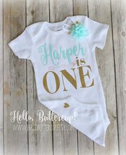 Personalized I AM ONE Bodysuit with Aqua Headband