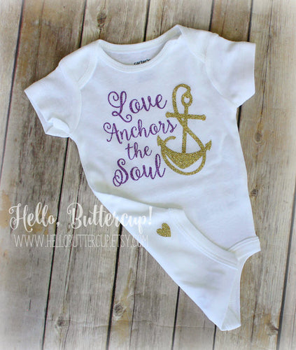 Love Anchors The Soul  -  Purple and Gold