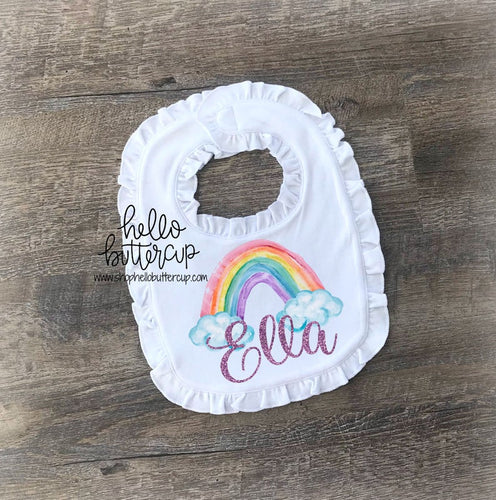 Rainbow with Name Bib