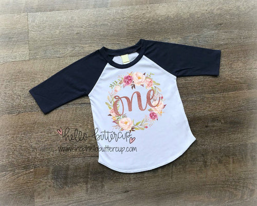 Navy Sleeve Wreath ONE shirt
